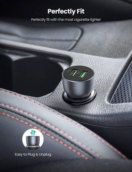 Автомобільний зарядний пристрій Ugreen CD213 36W 2xUSB QC 3.0 3A Car Charger (Dark Blue)