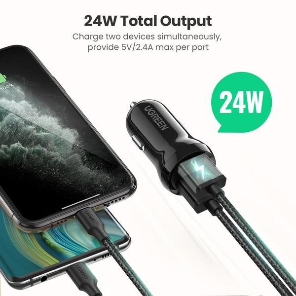 Автомобільний зарядний пристрій Ugreen ED018 24W 2xUSB Car Charger (Black)