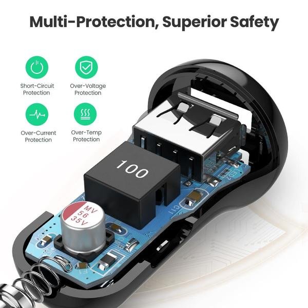Автомобільний зарядний пристрій Ugreen ED018 24W 2xUSB Car Charger (Black)