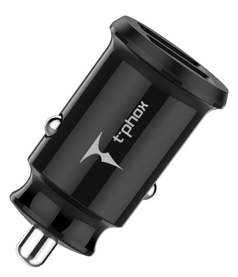 Автомобільний зарядний пристрій T-PHOX Charger Set 2.4A Dual+MicroUSB cable 1.2m (Black)