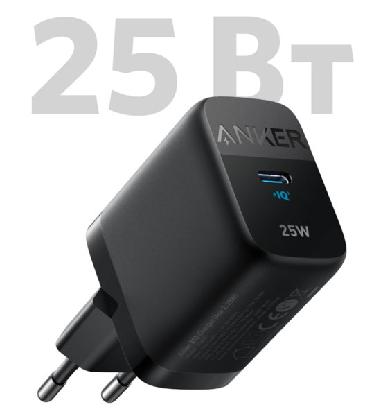 Мережевий зарядний пристрій Anker PowerPort 312 – 25W USB-C Black