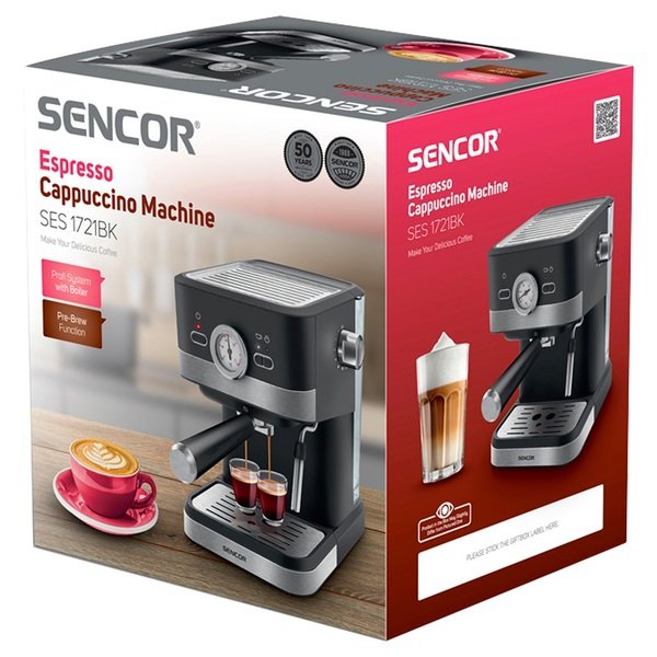 Кавоварка еспресо Sencor SES 1721BK
