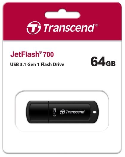 Flash Drive Transcend JetFlash 700 64 GB USB 3.1 Black (TS64GJF700)