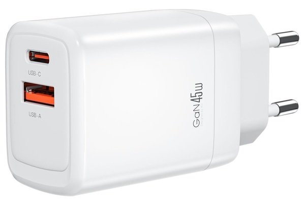Мережевий зарядний пристрій XO CE16 – 45W PD USB-C & 22.5W QC USB-A White