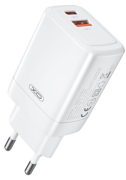 Мережевий зарядний пристрій XO CE16 – 45W PD USB-C & 22.5W QC USB-A White