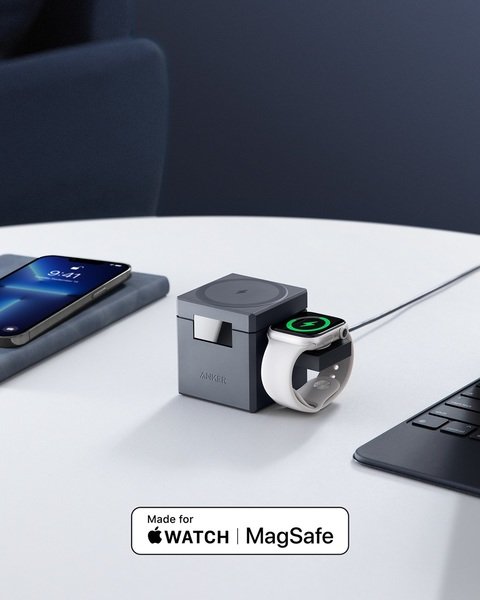 Бездротовий зарядний пристрій Anker MagGo Wireless Charging Station 15W 3-in-1 Cube Black