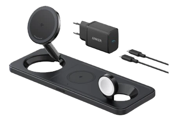 Бездротовий зарядний пристрій Anker MagGo Wireless Charging Station 15W 3-in-1 Pad Black