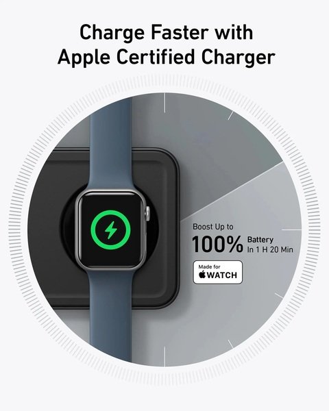 Бездротовий зарядний пристрій Anker MagGo Wireless Charging Station 15W 3-in-1 Pad Black