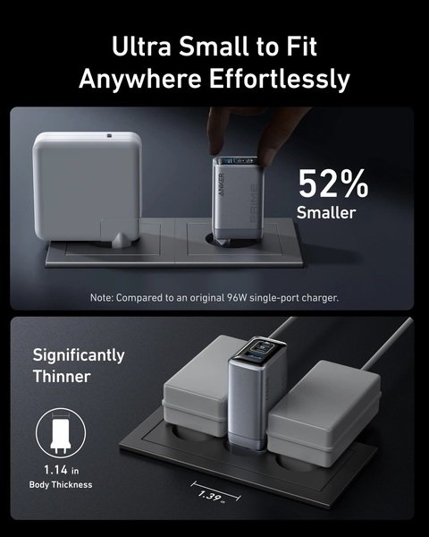Мережевий зарядний пристрій Anker GaNPrime Charger – 100W, 2xUSB-C PD & 1xUSB-A Foldable Silver