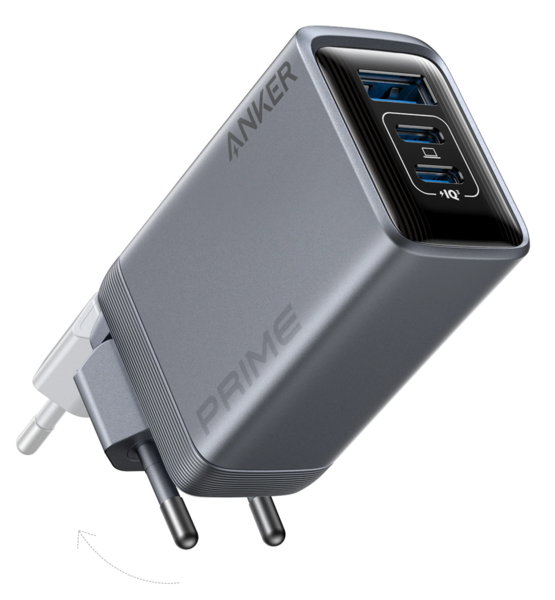 Мережевий зарядний пристрій Anker GaNPrime Charger – 100W, 2xUSB-C PD & 1xUSB-A Foldable Silver