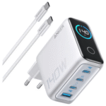 Мережевий зарядний пристрій Anker Laptop GaN Charger 140W, 3xUSB-C PD3.1 & 1xUSB-A w Display and Cable Silver