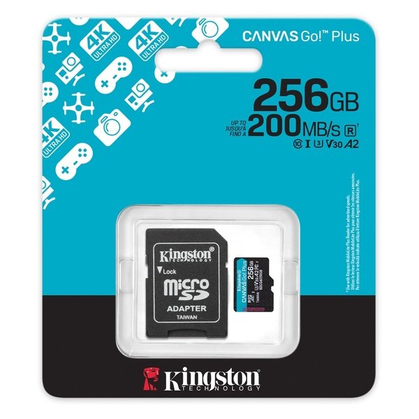 Карта пам’яті Kingston microSD 256GB C10 UHS-I U3 A2 V30 + SD (SDCG4/256GB)