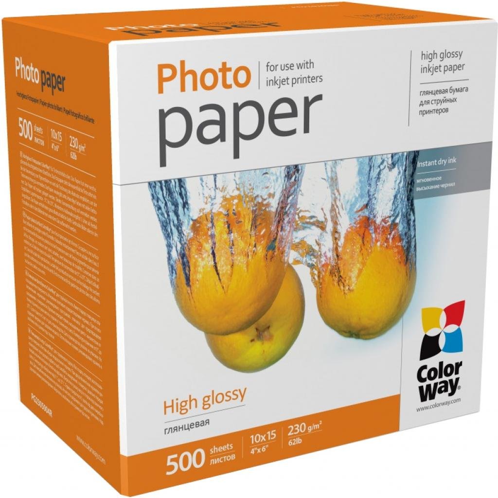 Фотопапір ColorWay 10×15 230г glossy, 500с (PG2305004R)