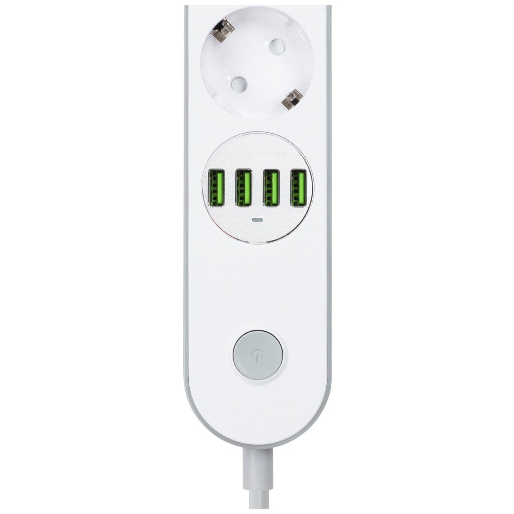 Мережевий фільтр живлення ColorWay CW-CHE44W, 4 розетки/4USB White 2M (CW-CHE44W)