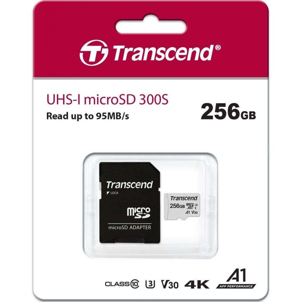 Карта пам’яті Transcend microSDXC 256GB UHS-I U3 (TS256GUSD300S-A) + SD адаптер