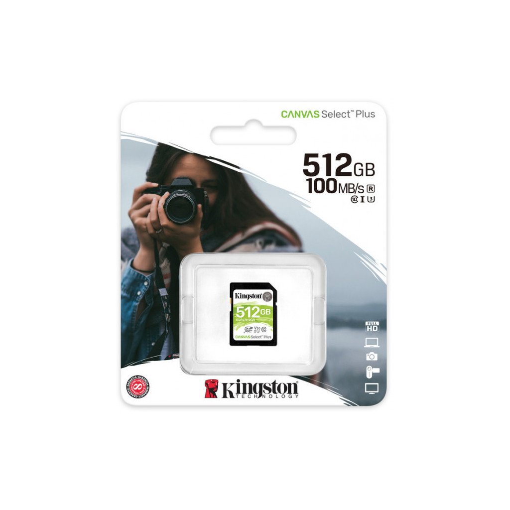 Карта пам’яті Kingston 512GB SDXC class 10 UHS-I U3 Canvas Select Plus (SDS2/512GB)