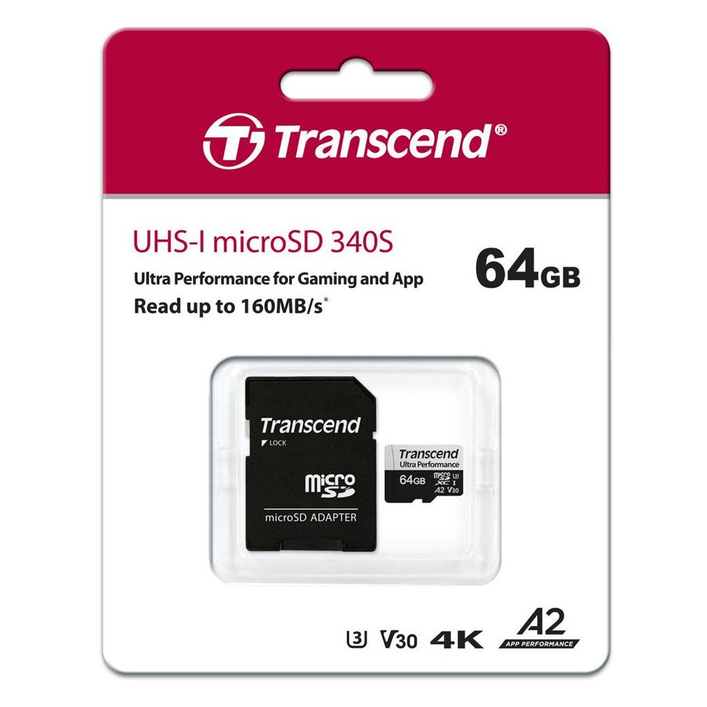 Карта пам’яті Transcend 64GB microSDXC class 10 UHS-I U3 A2 (TS64GUSD340S)