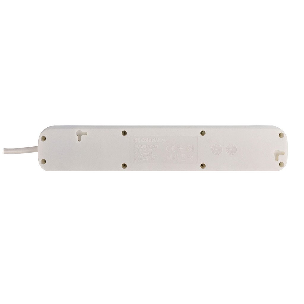 Мережевий фільтр живлення ColorWay CW-PSEA53W, 5 розеток/ 3M white (CW-PSEA53W)