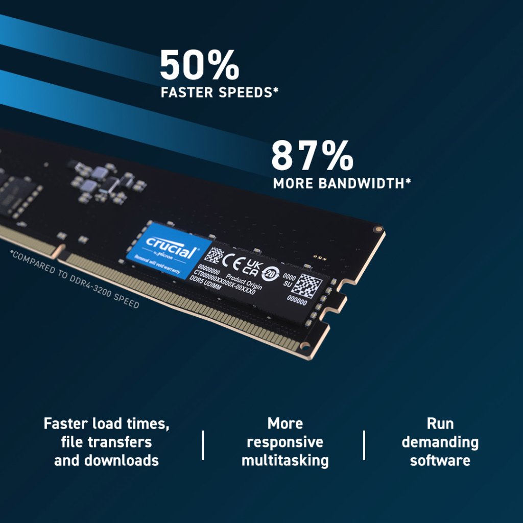 Модуль пам’яті для комп’ютера DDR5 8GB 4800 MHz Micron (CT8G48C40U5T)