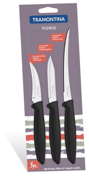 Набір ножів Tramontina Plenus black, 3 предмета