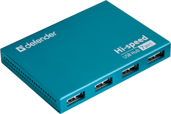 USB-хаб Defender Septima Slim+Adapterб 7xUSB 2.0 220V (83505)