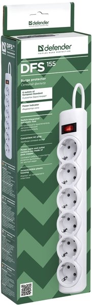Мережевий фільтр Defender DFS 155 5m 6 роз White (99493)