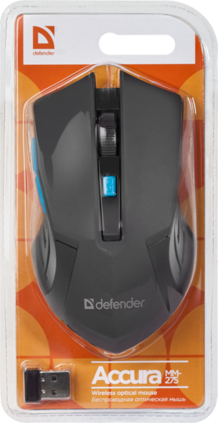 Мишка Defender Accura MM-275 Black-Blue (52275)
