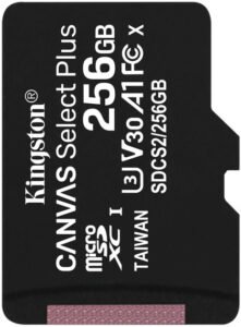 Карта пам’яті Kingston microSDXC 256GB Canvas Select Plus Class 10 UHS-I U3 V30 A1 (SDCS2/256GBSP)