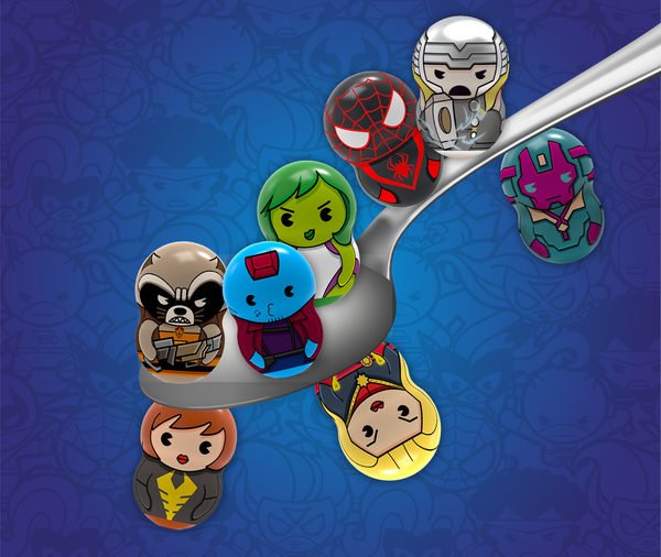 Магнітні фігурки з лончером у пакеті 2шт Marvel Wooblies