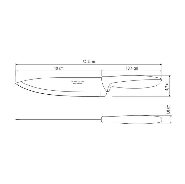 Ніж Chef Tramontina Plenus light grey, 203 мм