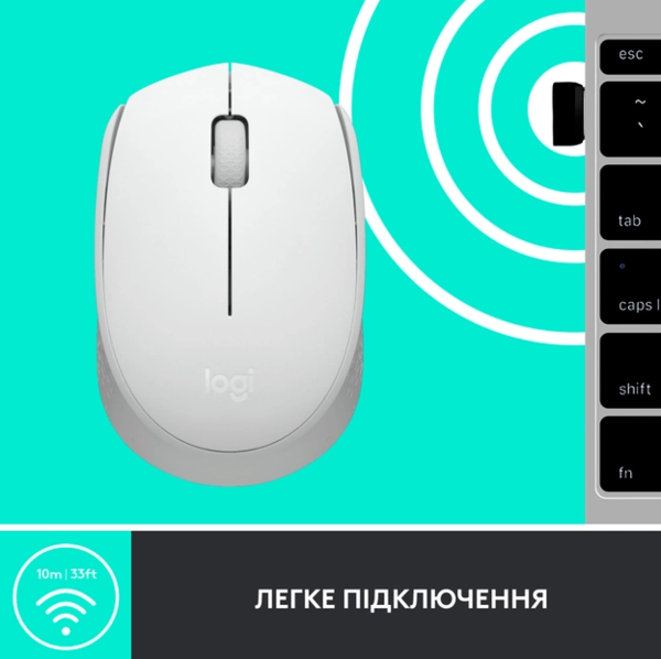 Миша комп’ютерна Logitech M171 Wireless Mouse, White (910-006867)
