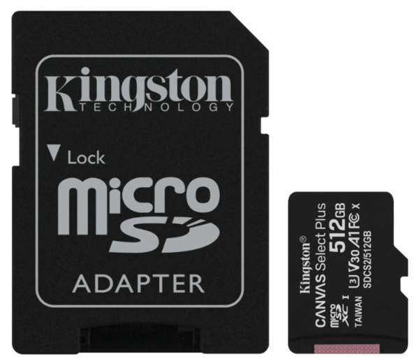 Kарта пам’яті Kingston microSDXC 512Gb Canvas Select+ A1 (R100/W85)
