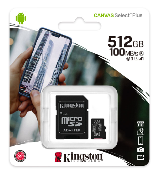 Kарта пам’яті Kingston microSDXC 512Gb Canvas Select+ A1 (R100/W85)