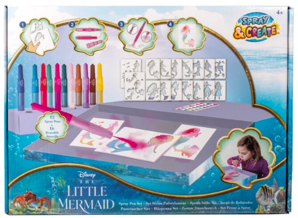 Набір Disney LITTLE MERMAID Спрей-ручки з трафаретами Делюкс (TLM23368)