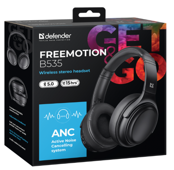Гарнітура Defender FreeMotion B535 Bluetooth ANC, Black  (63535)