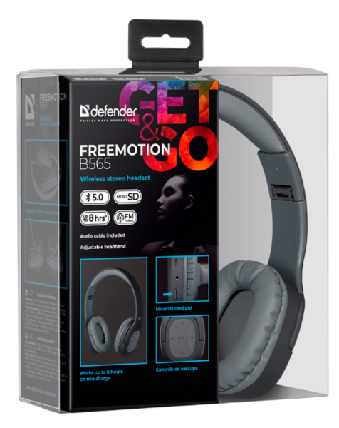 Навушники Defender FreeMotion B565 Bluetooth Gray (63565)