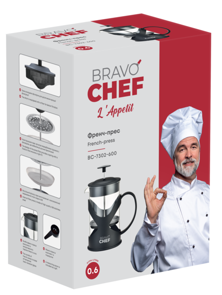 Френч-прес Bravo Chef L’Appetit, 0.6 л