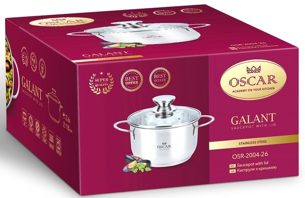 Каструля Oscar Galant (7.2 л) 26 см