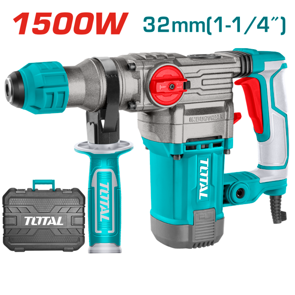Перфоратор TOTAL TH1153256 SDS-Plus, 1500Вт, 0-950об/хв, 5.5Дж, 0-4500 уд/хв
