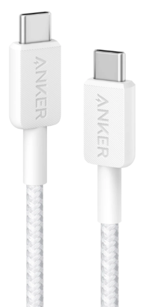 Кабель Anker 322 USB-C to USB-C – 0.9m Nylon White