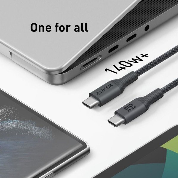 Кабель Anker 544 USB-C to USB-C – 0.9m 140W Bio-Nylon Black