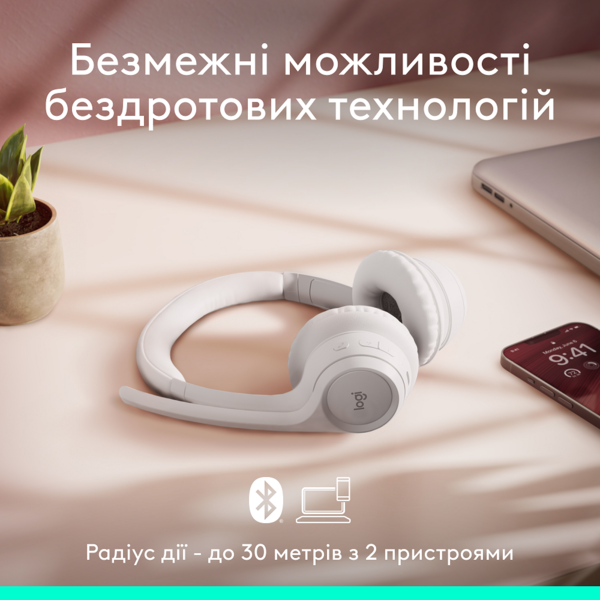 Гарнитура Logitech Zone 300 Wireless Headset BT White (981-001417)