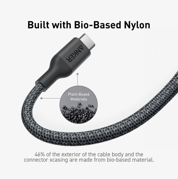 Кабель Anker 544 USB-C to USB-C – 1.8m 140W Bio-Nylon Black