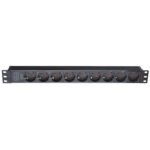 Силовий блок Eserver 19″ 9 розеток, кабель 1.8м, алюм. корпус PDU 220В, 16А (WT-2261A-GER-9WAY)