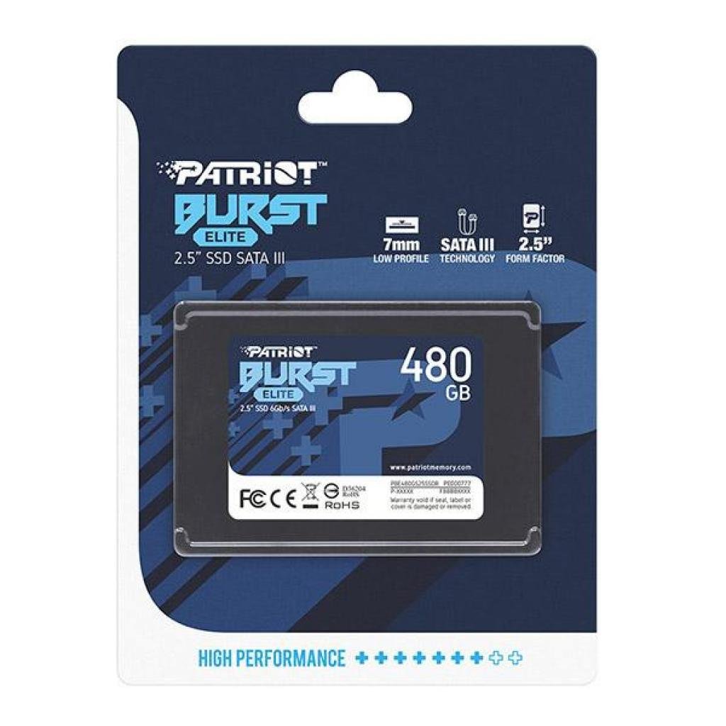 Накопичувач SSD 2.5″ 480GB Burst Elite Patriot (PBE480GS25SSDR)