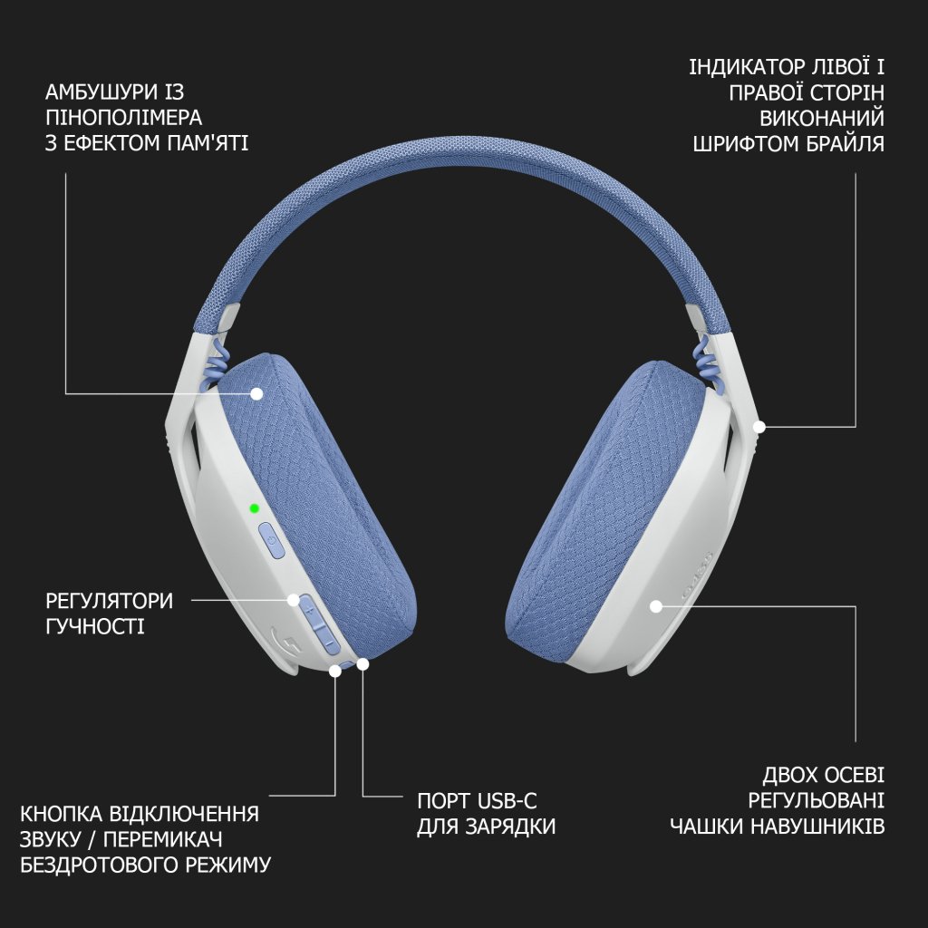 Гарнітура Logitech G435 LIGHTSPEED Wireless Gaming – White