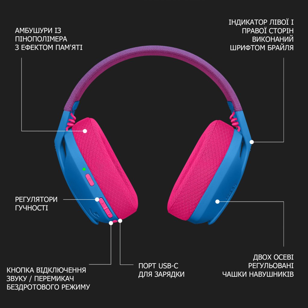 Гарнітура Logitech G435 Lightspeed Wireless Gaming – Blue (981-001062)