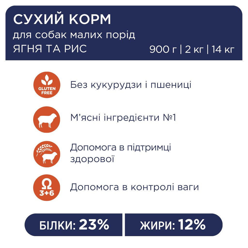 Сухий корм для собак Club 4 Paws Преміум. Для дрібних порід – ягня і рис 2 кг (4820083909603)