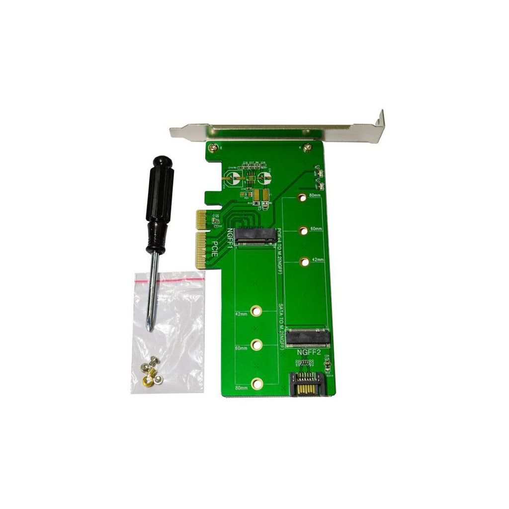 Контролер Maiwo Multi-Size PCIex4 & SATA to M.2 (M-Key or B-key) KT015 SSD (45774)