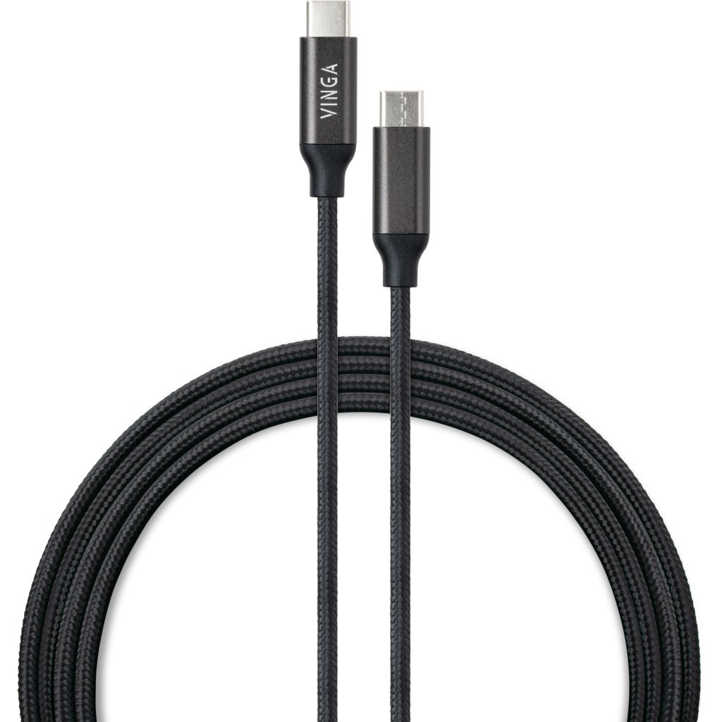 Дата кабель USB Type-C to Type-C 2.0m 100W E-Mark Chip Nylon Vinga (VCPCTC100BK2)